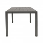 Solana Rectangular Aluminum Dining Table in Cosmos Grey Finish with Wood Top