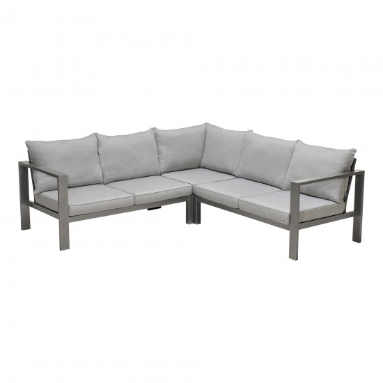 Solana Outdoor Sectional in Cosmos Finish with Grey Cushions