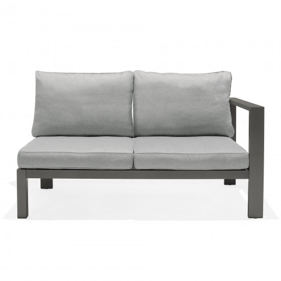 Solana Outdoor Sectional in Cosmos Finish with Grey Cushions