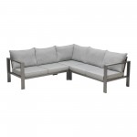 Solana Sectional Set in Cosmos Finish with Grey Cushions and Coffee Table