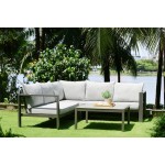 Solana Sectional Set in Cosmos Finish with Grey Cushions and Coffee Table