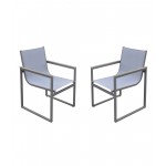Bistro Patio Dining Chair in Grey Powder Coated Finish - Set of 2