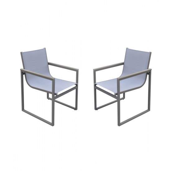 Bistro Patio Dining Chair in Grey Powder Coated Finish - Set of 2