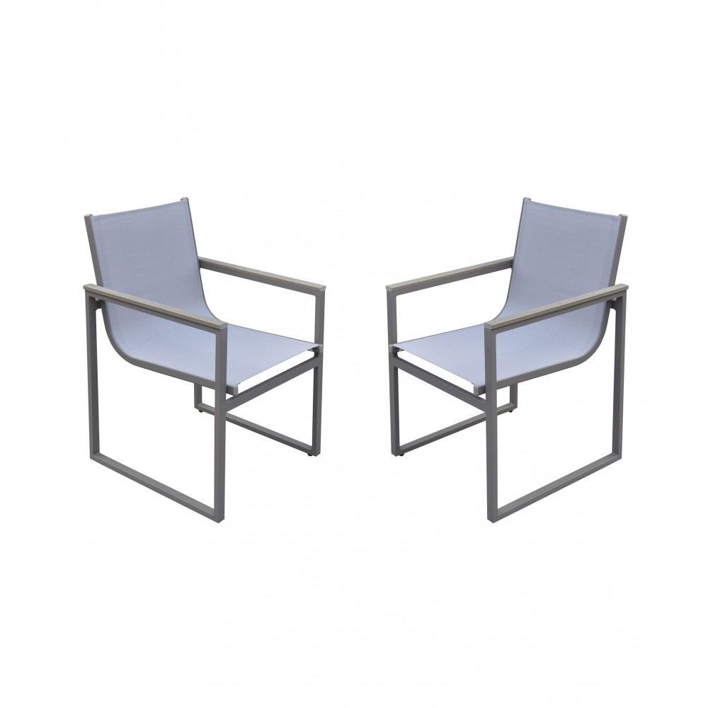 Bistro Patio Dining Chair in Grey Powder Coated Finish - Set of 2 Bistro Patio Dining Chair in Grey Powder Coated Finish - Set of 2