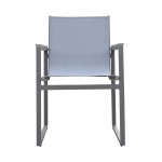 Bistro Patio Dining Chair in Grey Powder Coated Finish - Set of 2