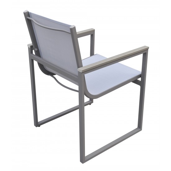 Bistro Patio Dining Chair in Grey Powder Coated Finish - Set of 2