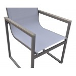 Bistro Patio Dining Chair in Grey Powder Coated Finish - Set of 2