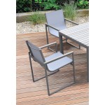 Bistro Patio Dining Chair in Grey Powder Coated Finish - Set of 2