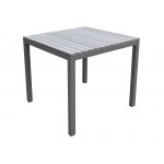 Bistro Patio Dining Table in Grey Powder Coated Finish with Grey Wood Top