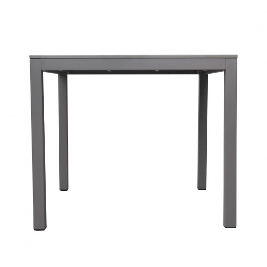 Bistro Patio Dining Table in Grey Powder Coated Finish with Grey Wood Top