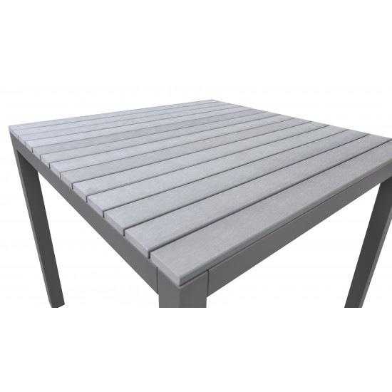 Bistro Patio Dining Table in Grey Powder Coated Finish with Grey Wood Top