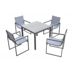 Bistro Dining Set Grey Powder Coated Finish (Table with 4 chairs)