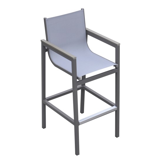 Marina Patio Barstool in Grey Powder Coated Finish