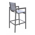 Marina Patio Barstool in Grey Powder Coated Finish