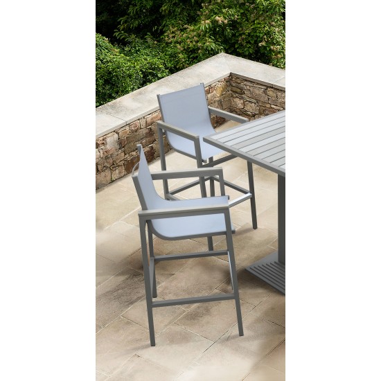 Marina Patio Barstool in Grey Powder Coated Finish