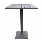 Marina Grey Patio Bar Table in Grey Powder Coated Finish and Grey Wood Top