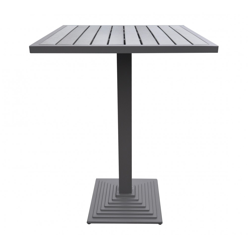 Marina Grey Patio Bar Table in Grey Powder Coated Finish and Grey Wood Top