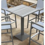 Marina Grey Patio Bar Table in Grey Powder Coated Finish and Grey Wood Top