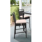 Tropez Outdoor Patio Wicker Barstool with Water Resistant Beige Fabric Cushions