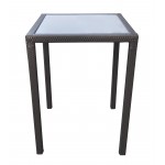 Tropez Outdoor Patio Wicker Bar Table with Black Glass Top