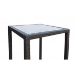 Tropez Outdoor Patio Wicker Bar Table with Black Glass Top