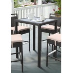 Tropez Outdoor Patio Wicker Bar Table with Black Glass Top