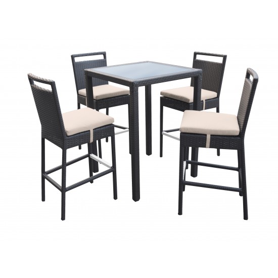 Tropez Outdoor Patio Wicker Bar Set (Table with 4 barstools)