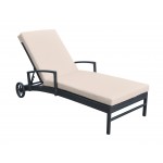 Vida Outdoor Wicker Lounge Chair with Water Resistant Beige Fabric Cushion