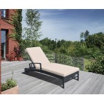 Vida Outdoor Wicker Lounge Chair with Water Resistant Beige Fabric Cushion