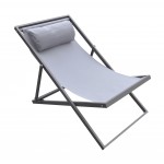 Wave Patio Deck Chair in Grey Powder Coated Finish with Grey Sling Textilene