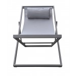 Wave Patio Deck Chair in Grey Powder Coated Finish with Grey Sling Textilene