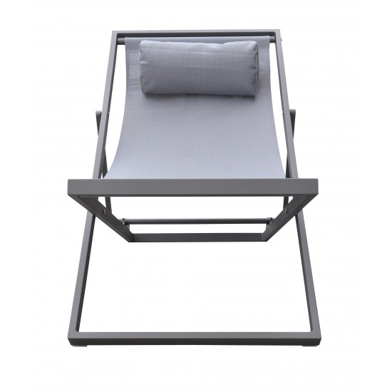 Wave Patio Deck Chair in Grey Powder Coated Finish with Grey Sling Textilene