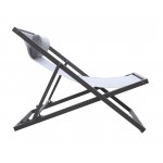 Wave Patio Deck Chair in Grey Powder Coated Finish with Grey Sling Textilene