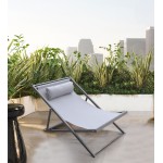 Wave Patio Deck Chair in Grey Powder Coated Finish with Grey Sling Textilene