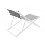 Wave Patio Deck Chair in White Powder Coated Finish with Grey Sling Textilene