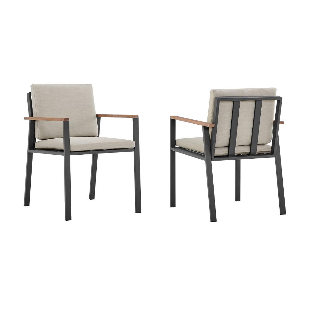 Nofi Patio Dining Chair in Charcoal Finish - Set of 2