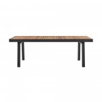 Nofi Outdoor Patio Dining Table in Charcoal Finish with Teak Wood Top