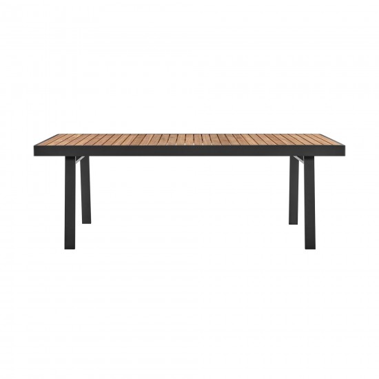 Nofi Outdoor Patio Dining Table in Charcoal Finish with Teak Wood Top