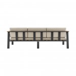 Nofi 4 piece Patio Set in Charcoal Finish with Taupe Cushions and Teak Wood
