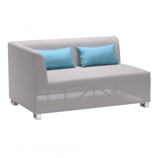Lagoon 4 piece Textilene Sectional Set in Taupe with Sky Blue Accent Pillows