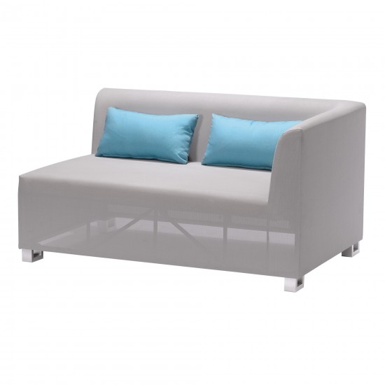 Lagoon 4 piece Textilene Sectional Set in Taupe with Sky Blue Accent Pillows