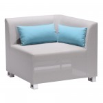 Lagoon 4 piece Textilene Sectional Set in Taupe with Sky Blue Accent Pillows