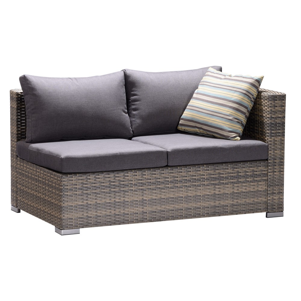 Nina 3 piece Rattan Sectional Set with Dark Brown Cushions Nina 3 piece Rattan Sectional Set with Dark Brown Cushions