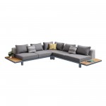 Polo 4 piece Sectional Set with Dark Gray Cushions and Modern Accent Pillows