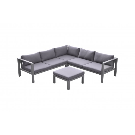 Cliff Patio Aluminum Sectional in Grey Powder Coated Finish