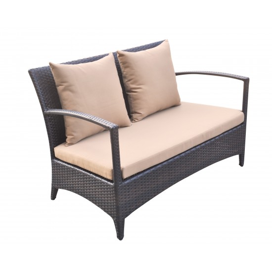 Havana 4 piece Wicker Patio Set with Brown Fabric Cushions