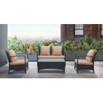 Havana 4 piece Wicker Patio Set with Brown Fabric Cushions