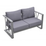 St Barts 4 piece Patio Aluminum Set with Grey Fabric Cushions