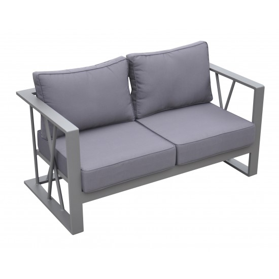 St Barts 4 piece Patio Aluminum Set with Grey Fabric Cushions