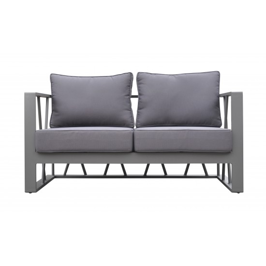 St Barts 4 piece Patio Aluminum Set with Grey Fabric Cushions